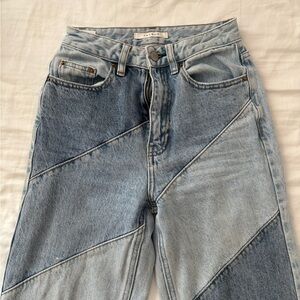 PacSun Blue Patchwork Straight Leg Jeans